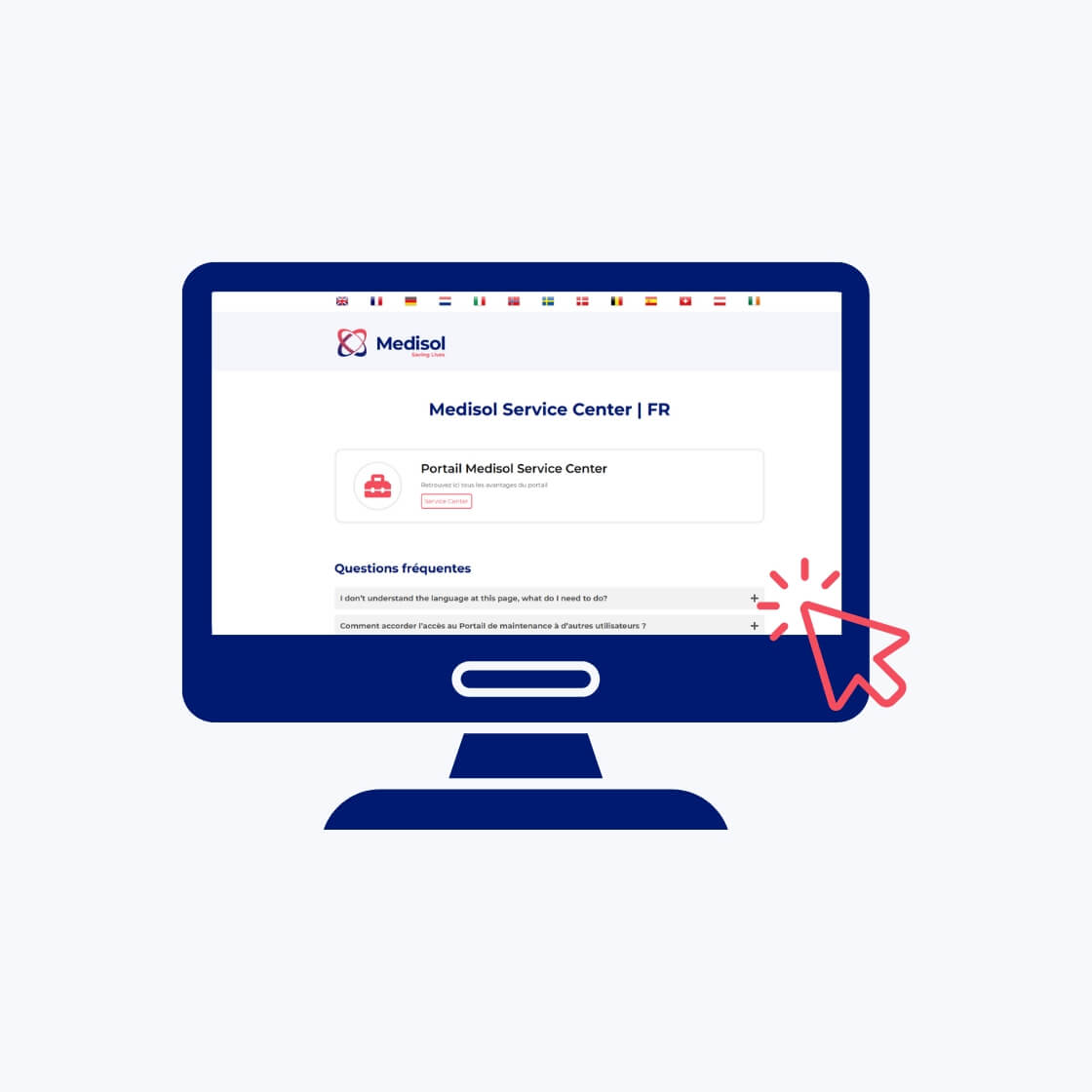 Le portail de services Ordinateur portable avec la page d'accueil du portail de service ouverte